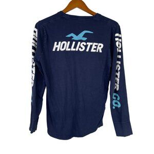 Hollister California Shirt Size Small Graphic Long Sleeve Surfer Cotton Navy Blu